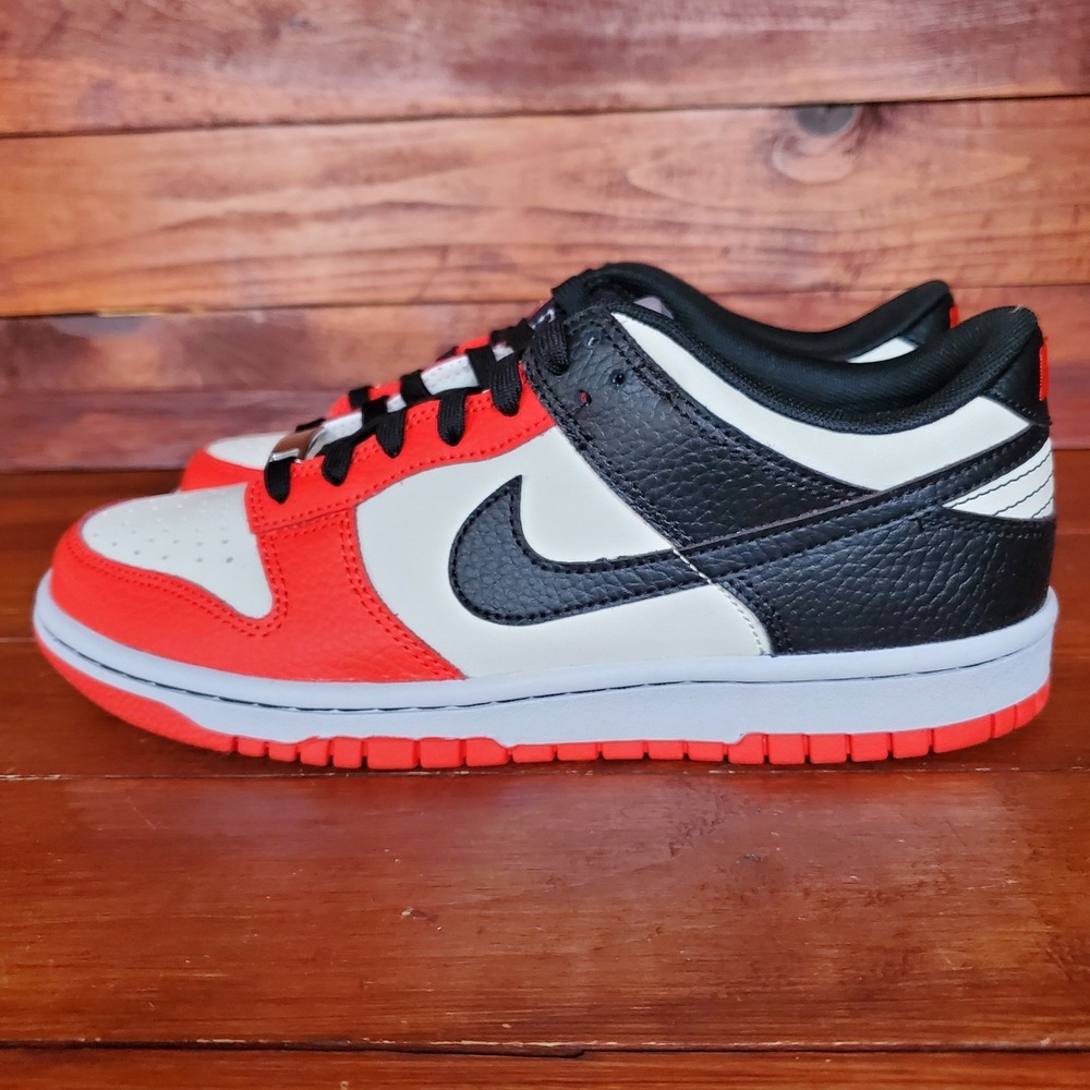 Nike Dunk Low GS Shoes 6.5Y Chile Red Sail Black NBA 75th Anniversary DO6288-100 - Picture 2 of 9
